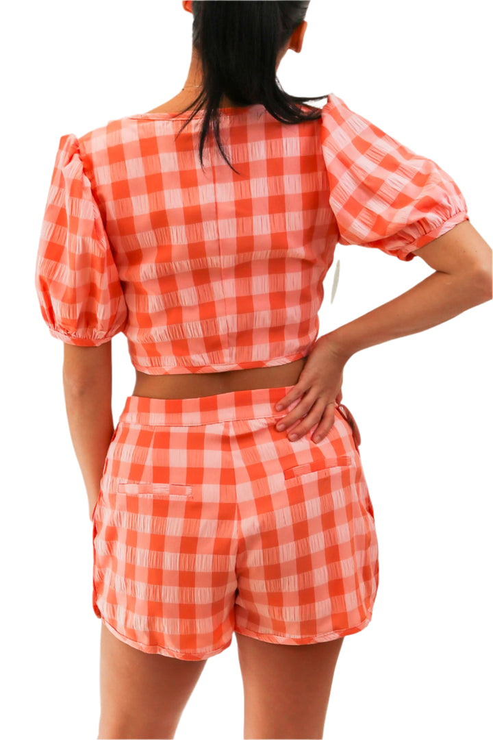 Just Peachy Gingham Top