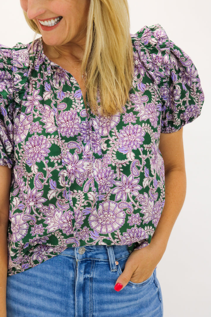 Anything But Ordinary Floral Top, Green