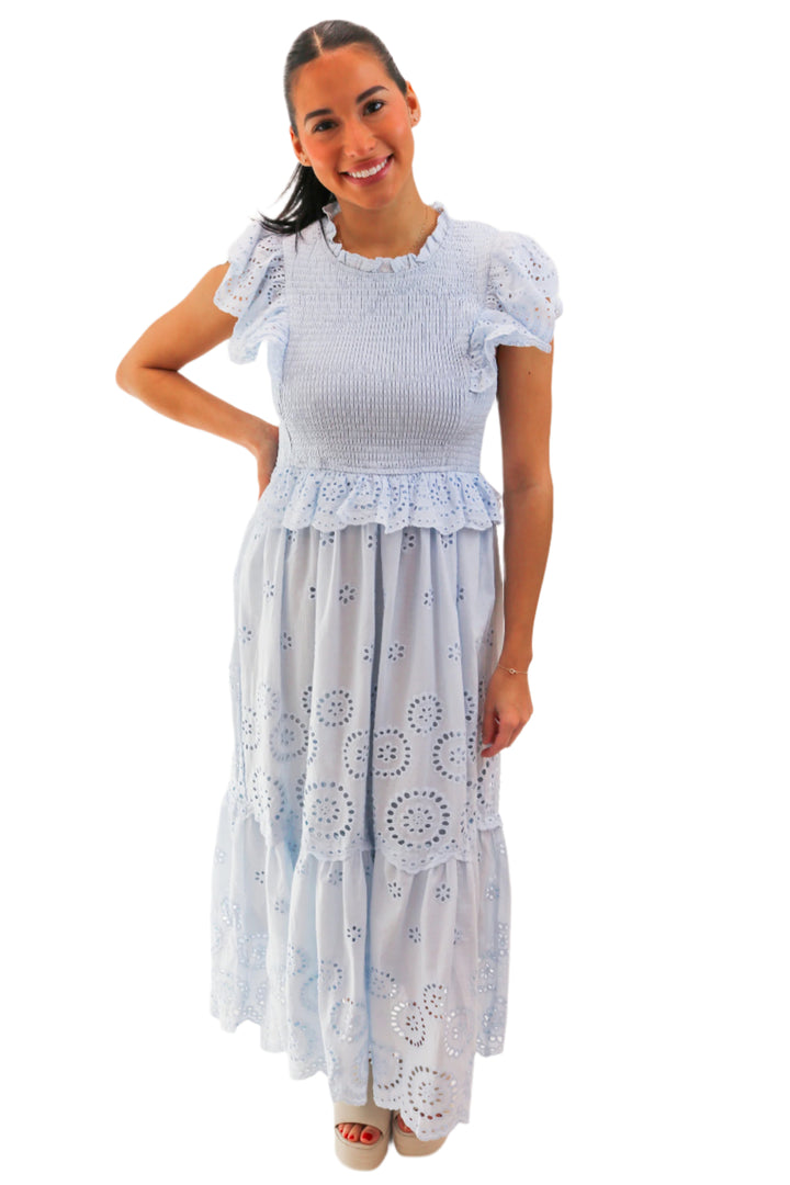 Summer In The Hamptons Eyelet Dress, Blue