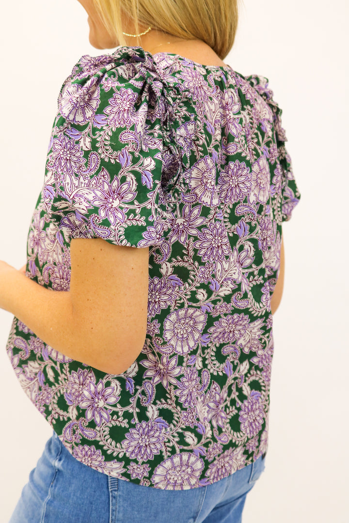 Anything But Ordinary Floral Top, Green