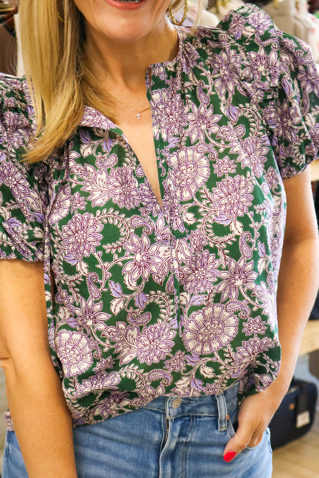 Anything But Ordinary Floral Top, Green