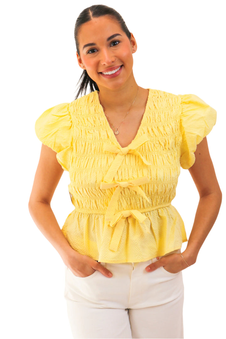 Ray of Sunshine Bow Top, Lemon