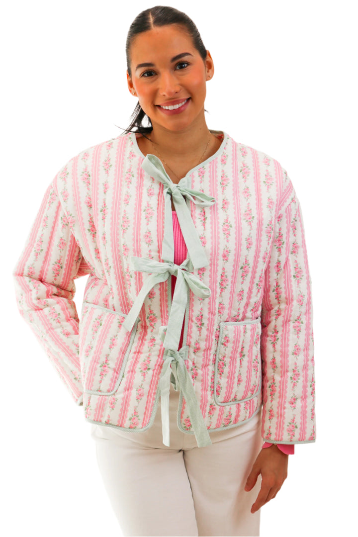 Eleanor Quilted Jacket, Pink Floral