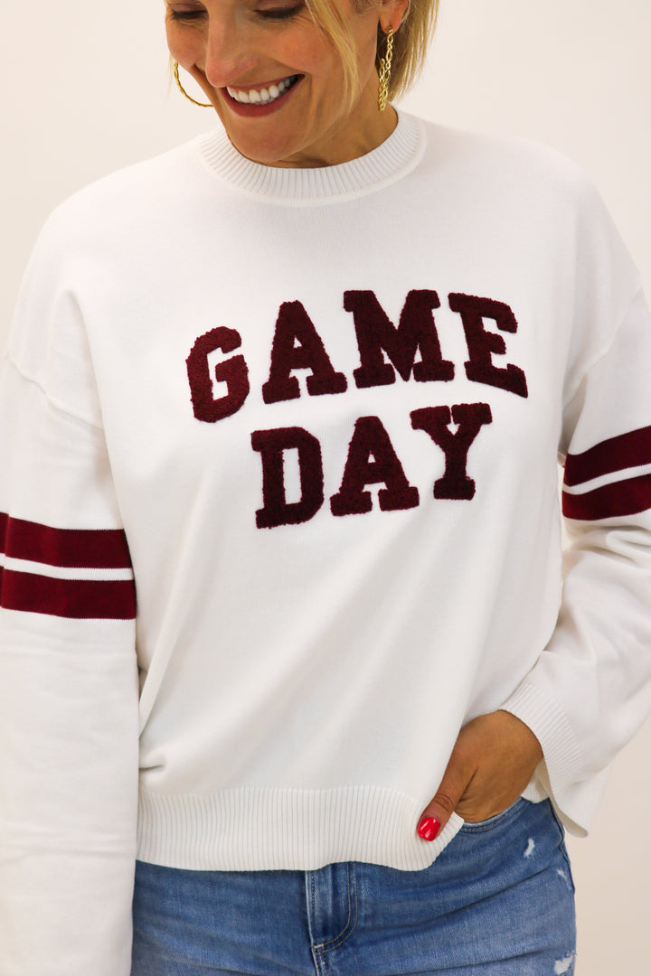 Gameday White Varsity Sweater