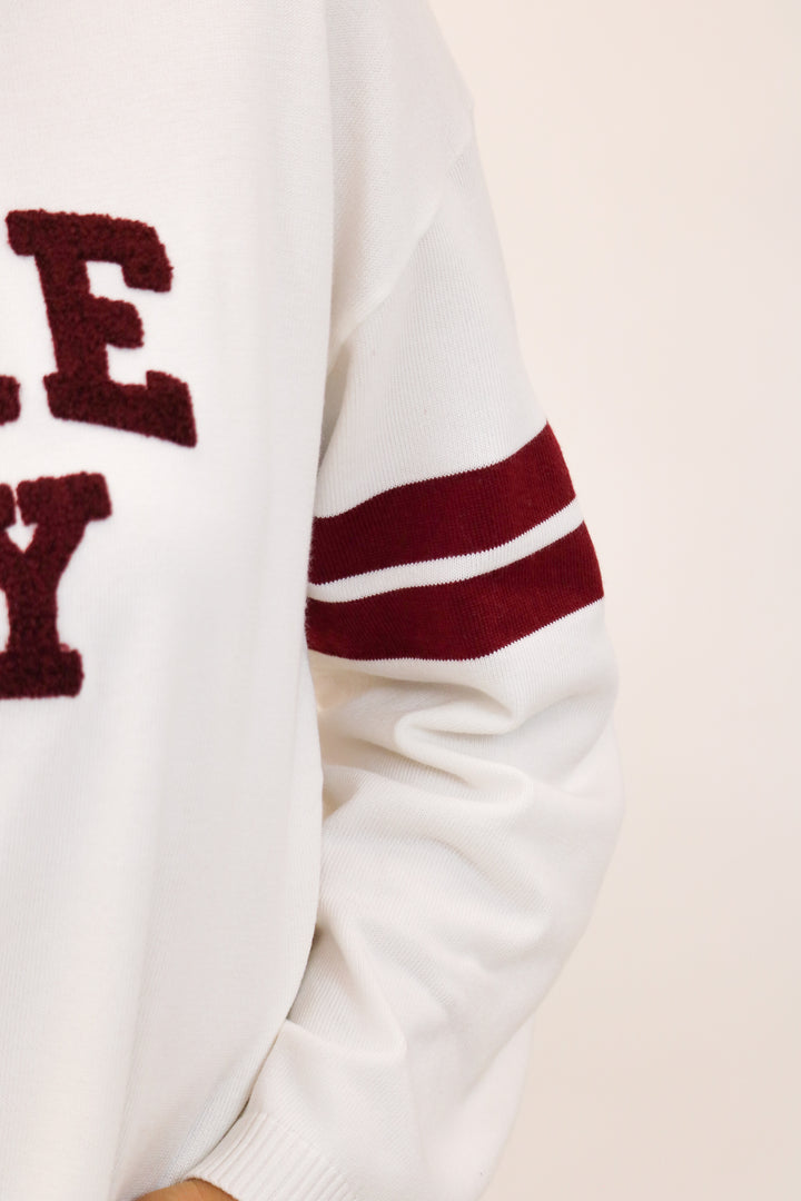 Gameday White Varsity Sweater