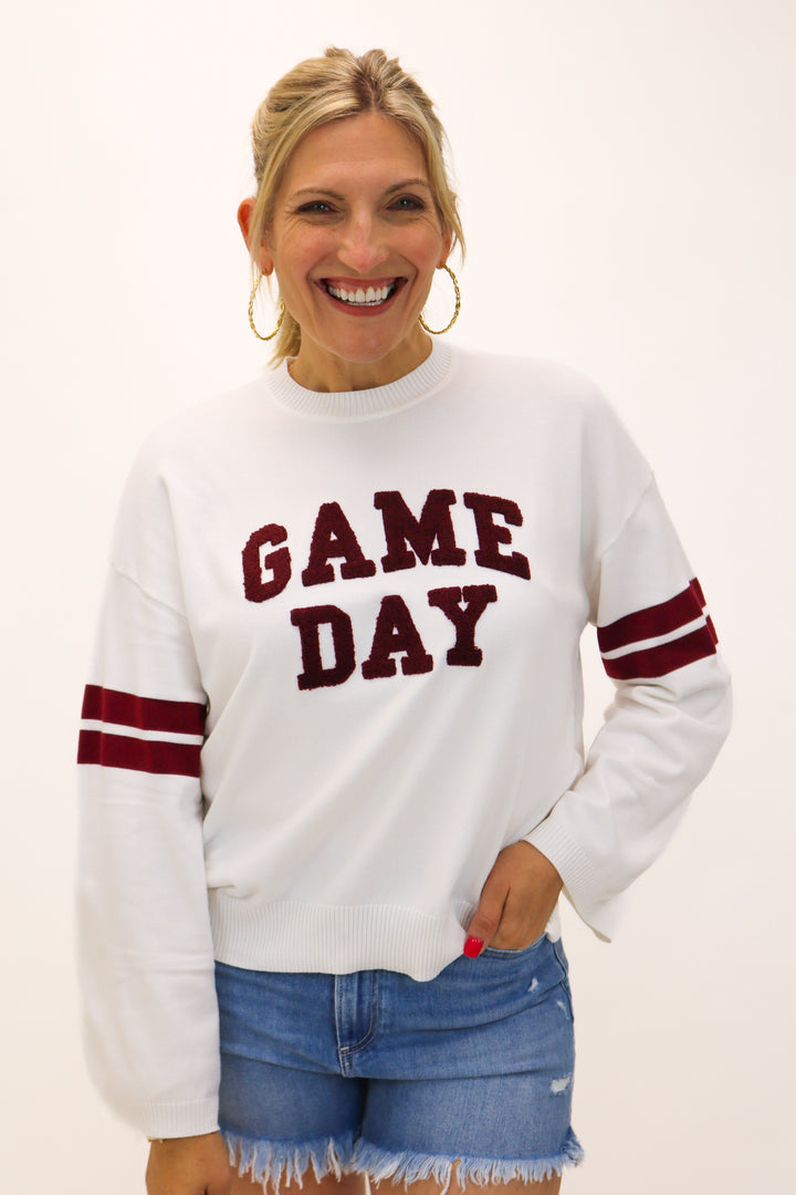 Gameday White Varsity Sweater