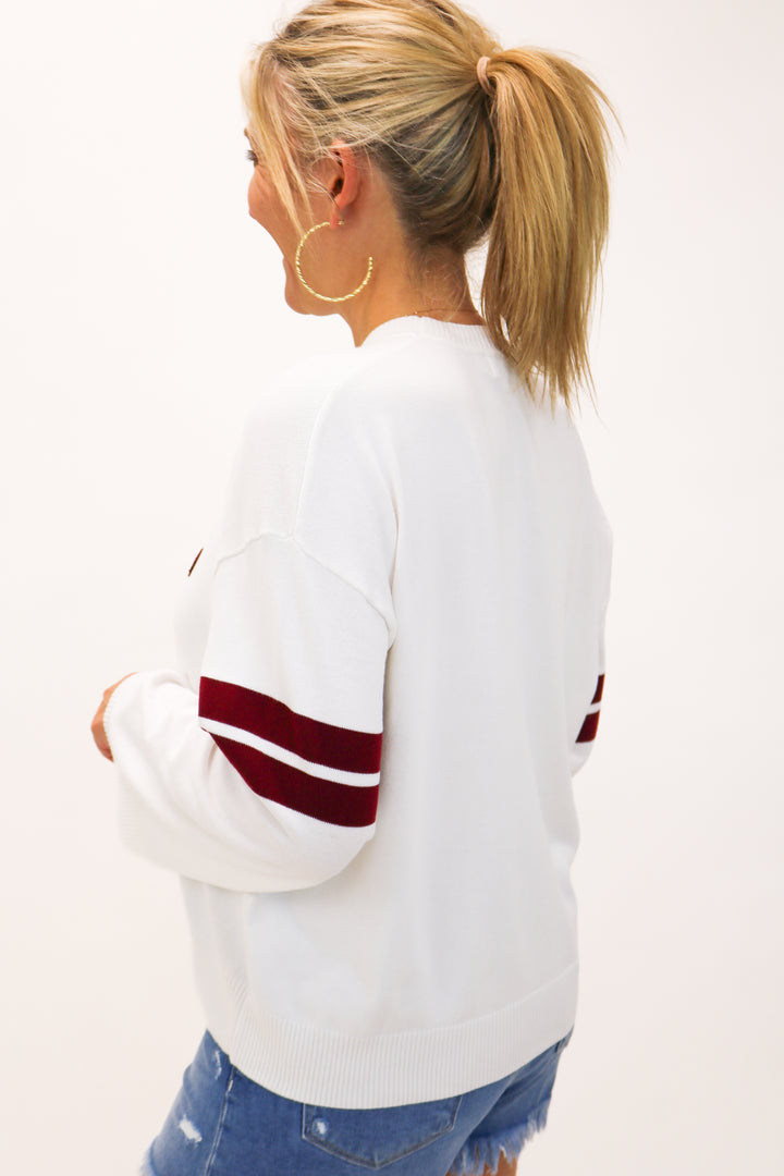 Gameday White Varsity Sweater