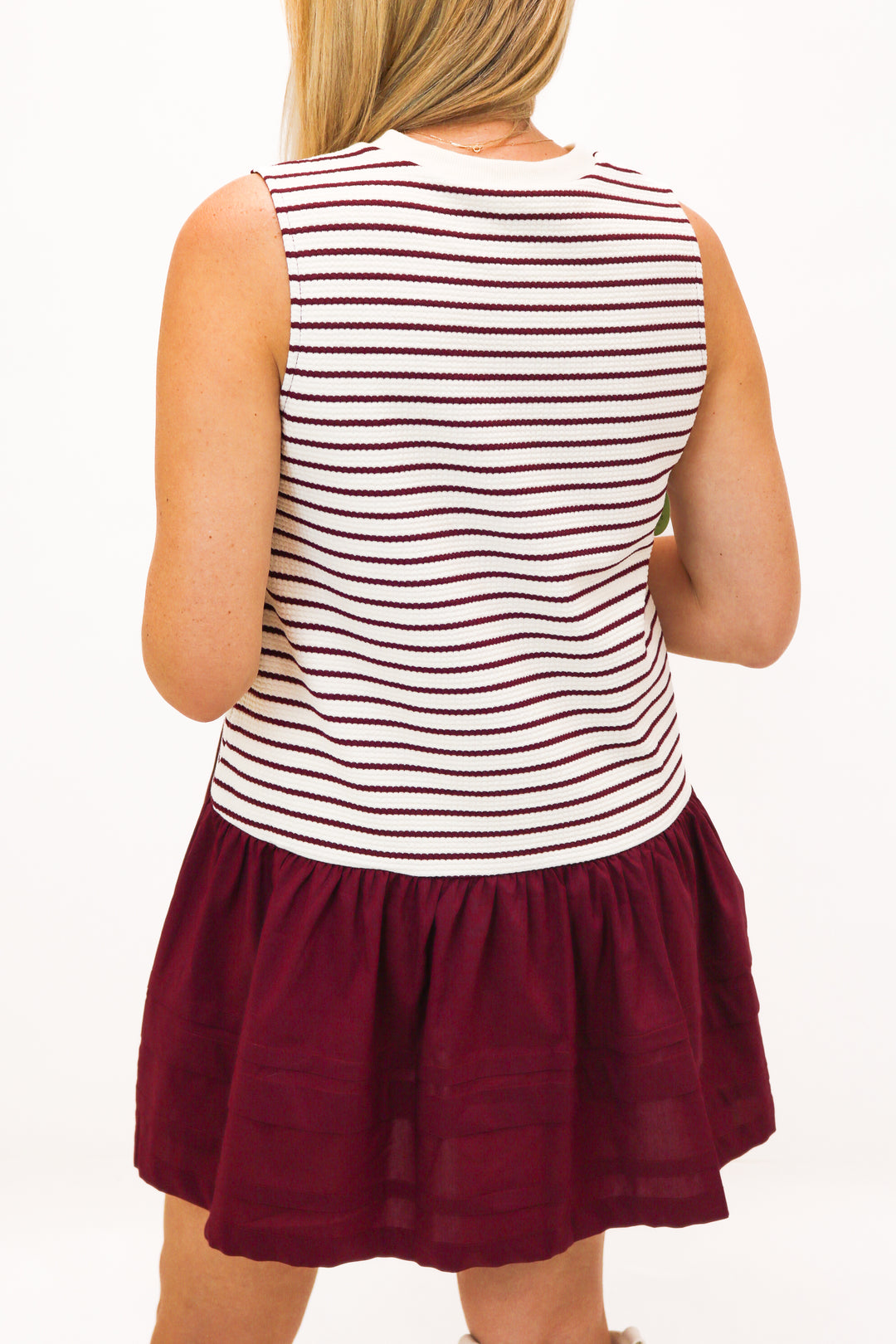 Boys Are Back Striped Knit Dress, Maroon