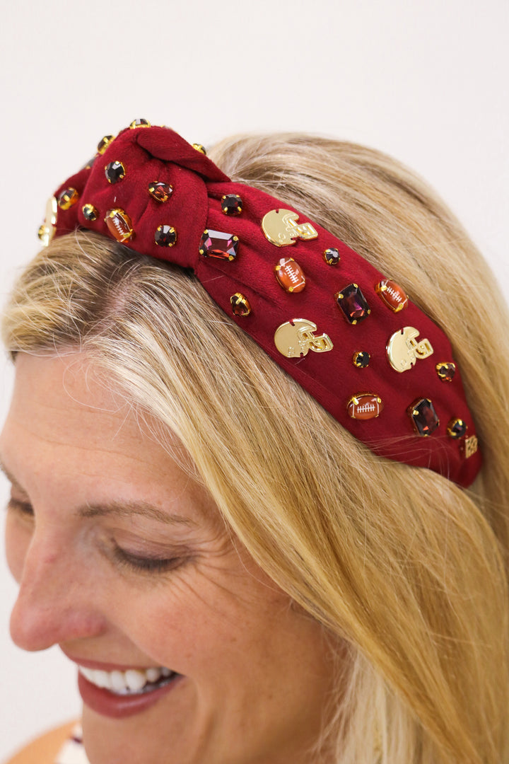 Football Headband, Maroon