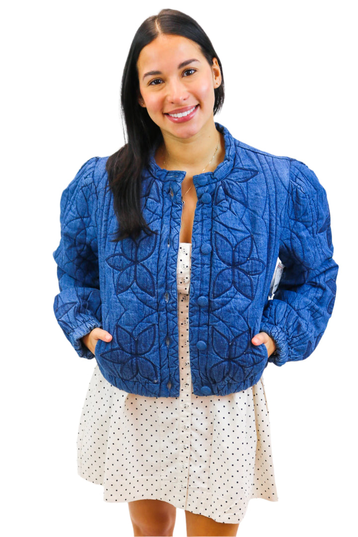 Quinn Quilted Jacket, Indigo Combo