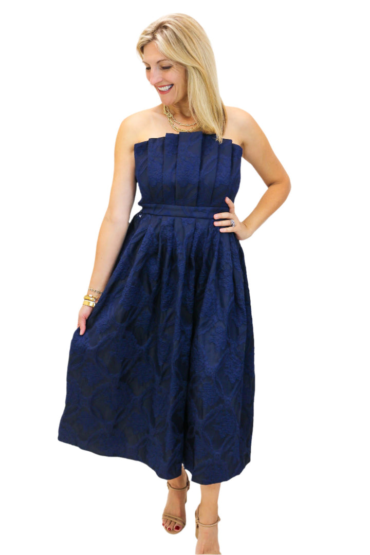 Dance The Night Away Strapless Dress, Navy