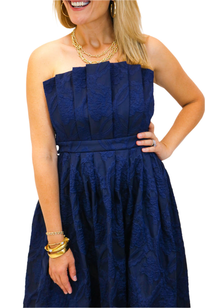 Dance The Night Away Strapless Dress, Navy