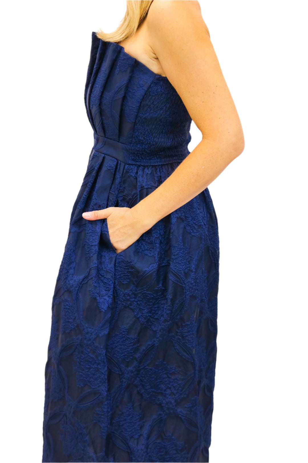 Dance The Night Away Strapless Dress, Navy