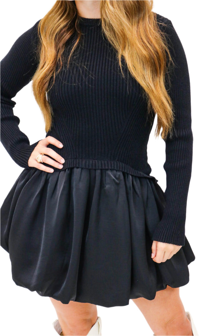 Ignite The Flame Sweater Bubble Dress, Black