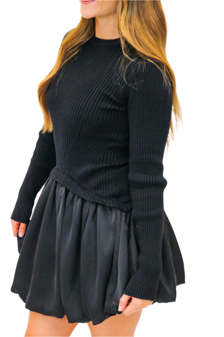 Ignite The Flame Sweater Bubble Dress, Black