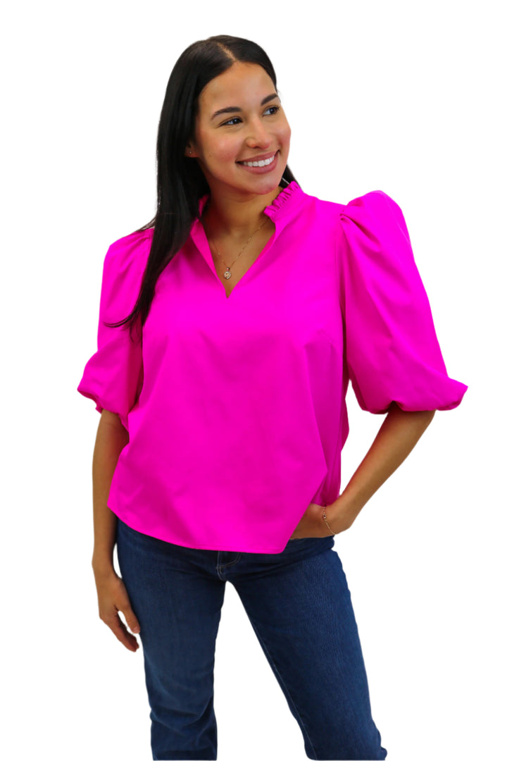 Ali Puff Sleeve Top, Maui Pink