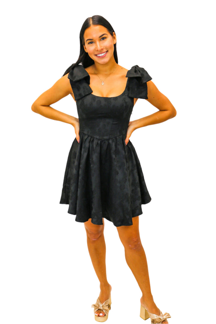 Remember This Moment Bow Strap Dress, Black