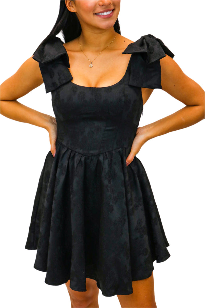 Remember This Moment Bow Strap Dress, Black