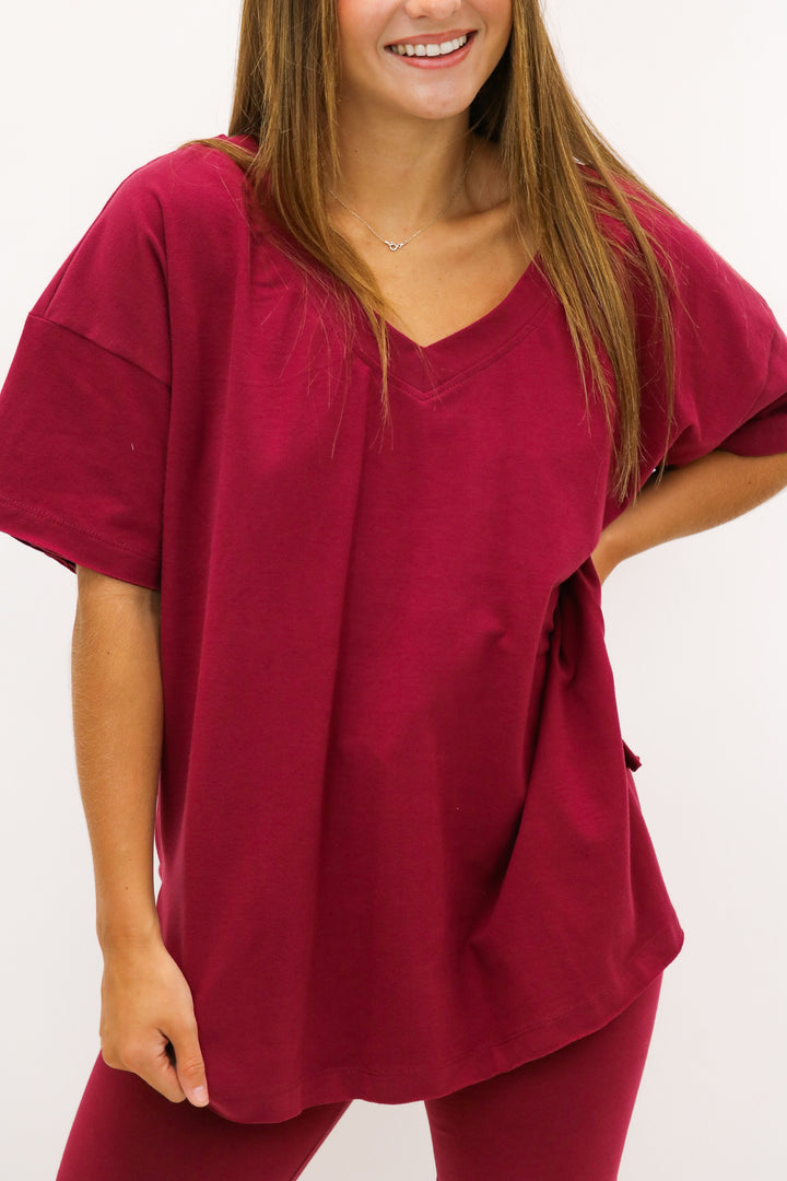 Lisa Oversized Tee, Maroon