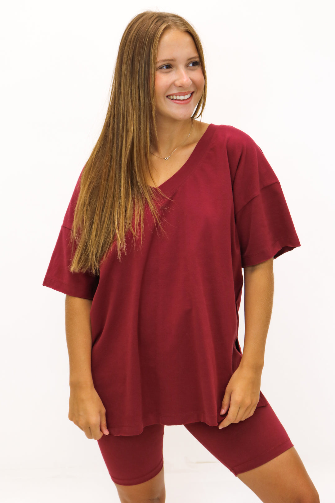 Lisa Oversized Tee, Maroon