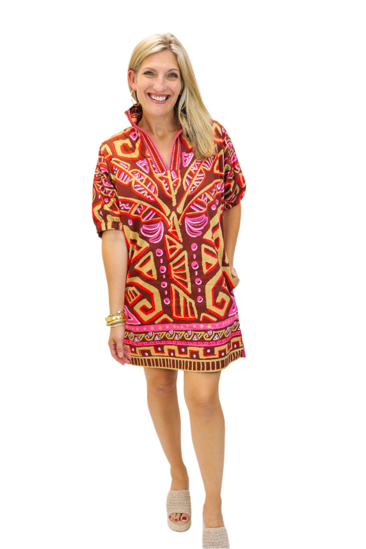 Poppy Dress, Tribal Palm