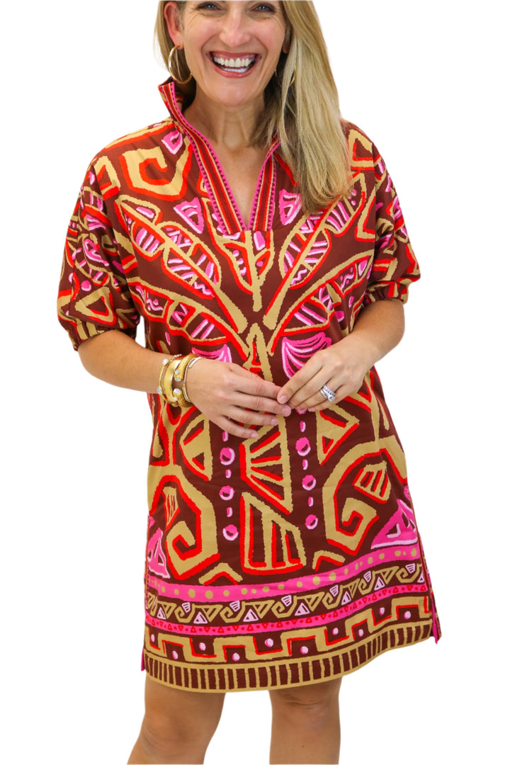 Poppy Dress, Tribal Palm