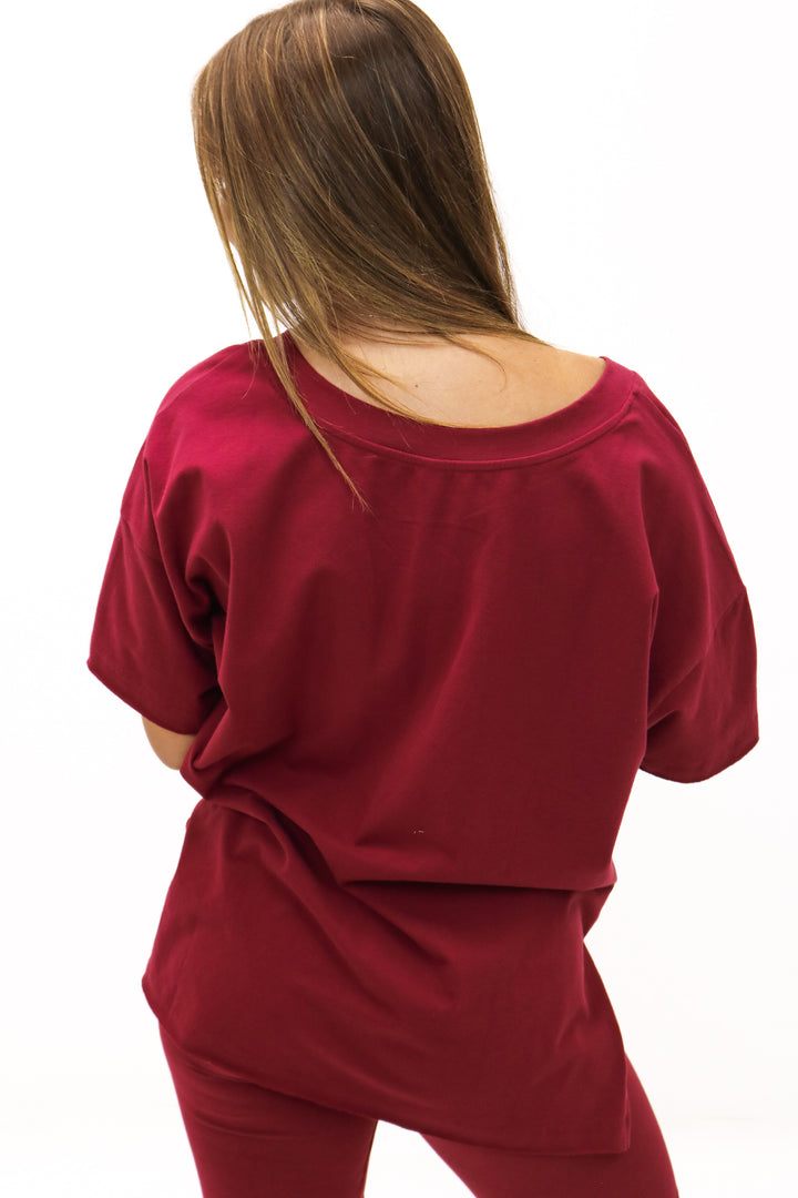 Lisa Oversized Tee, Maroon