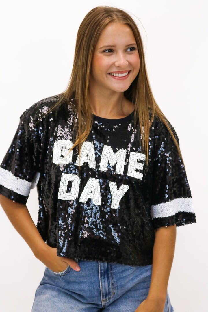 Game Day Sequin Crop Top