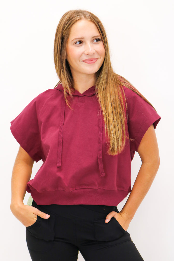 Marissa Cropped Hoodie, Maroon