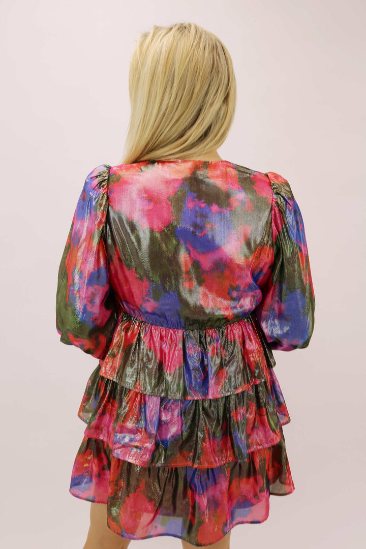 Lauren Dress, Blurred Floral Bright