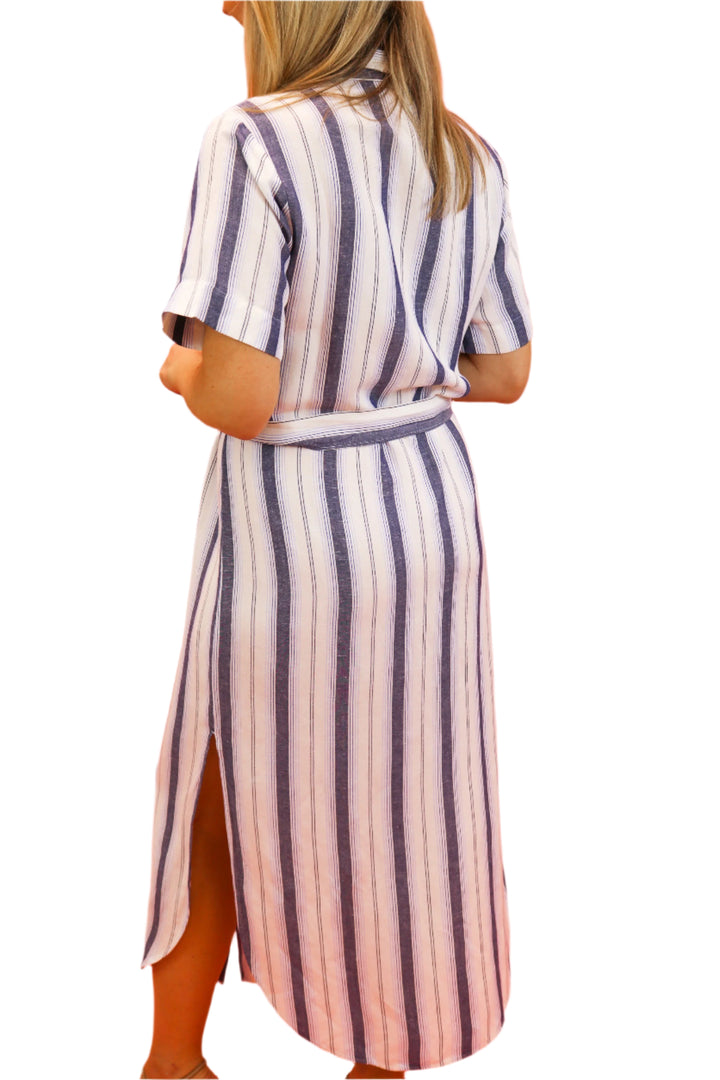 Rounded Hem Maxi Skirt Dress, Coastal Ombre Stripe