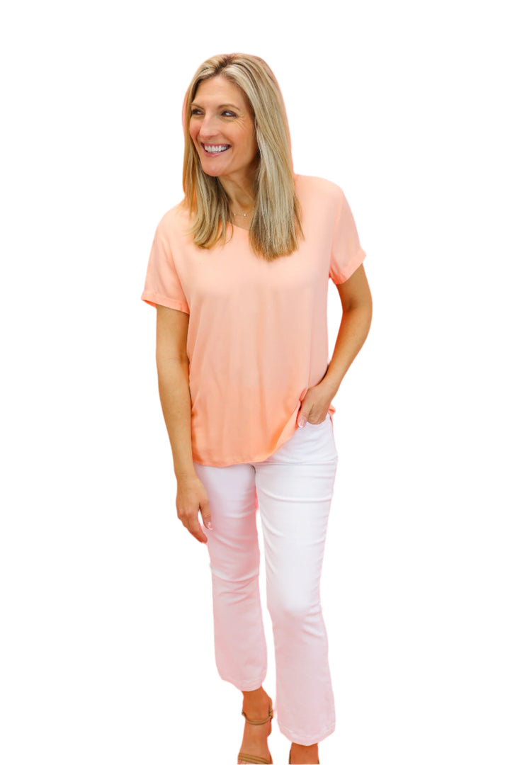 V-Neck Tee, Sunset Coral