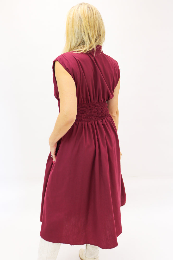 In Charge Zip Front Dress, Maroon