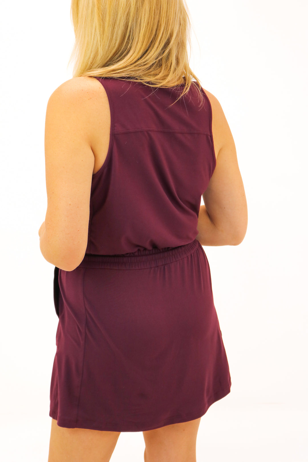 Rae Zip Romper Dress, Maroon