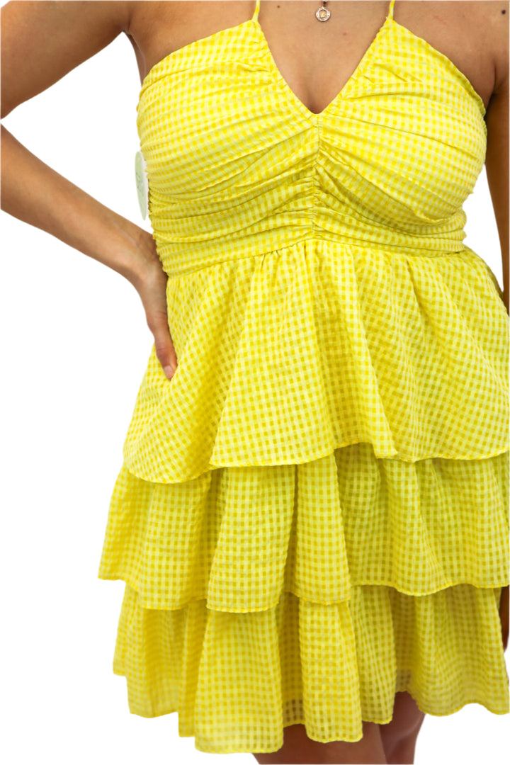 Catching Rays Gingham Halter Dress