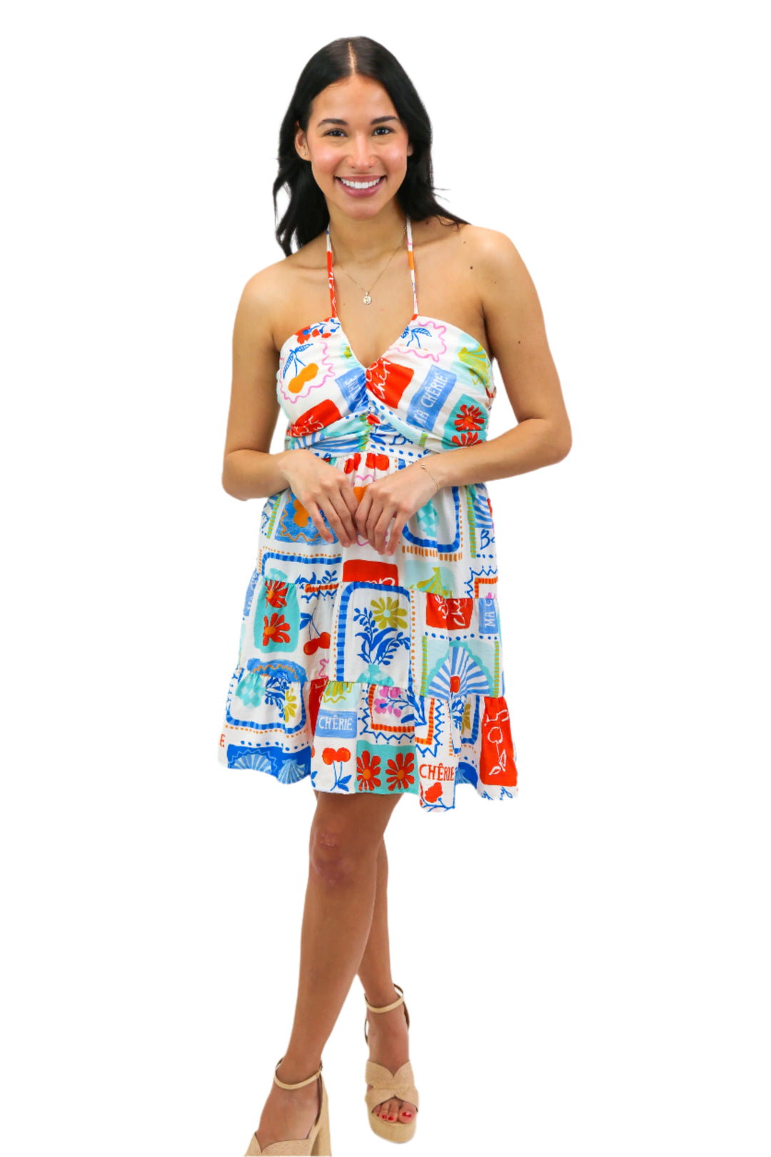 Meet Me In Amalfi Printed Halter Dress