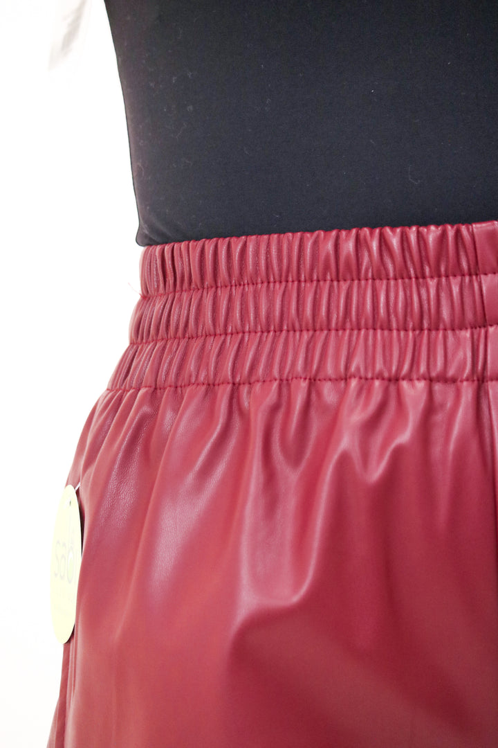 Like A Fine Wine Faux Leather Shorts, Maroon