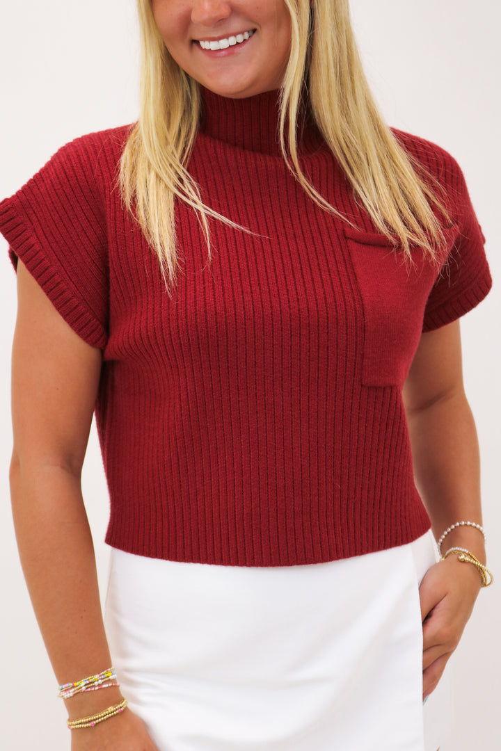 Here For The Long Run Knit Top, Maroon