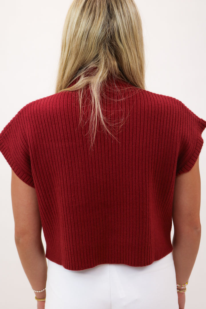 Here For The Long Run Knit Top, Maroon