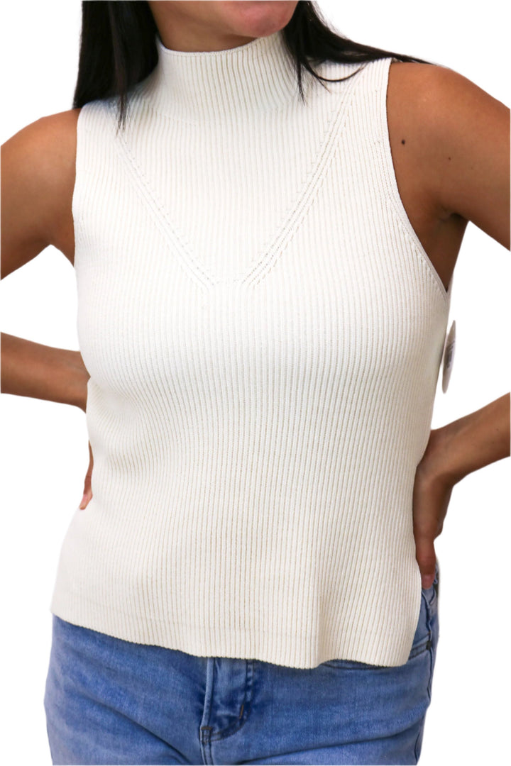 Zea Mock Neck Sweater Tank, Oatmeal