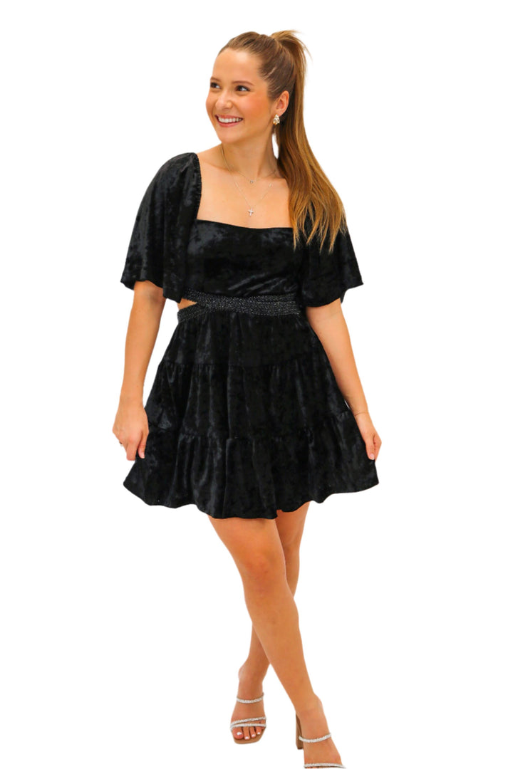 Still The One Velvet Cut Out Dress, Black