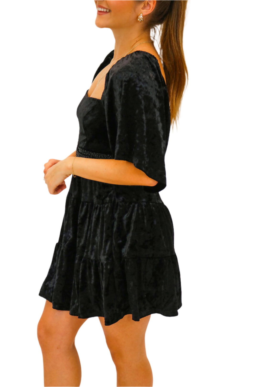 Still The One Velvet Cut Out Dress, Black