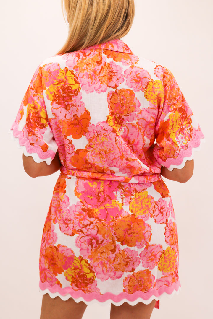 Meet For Tea Floral Belted Mini Dress