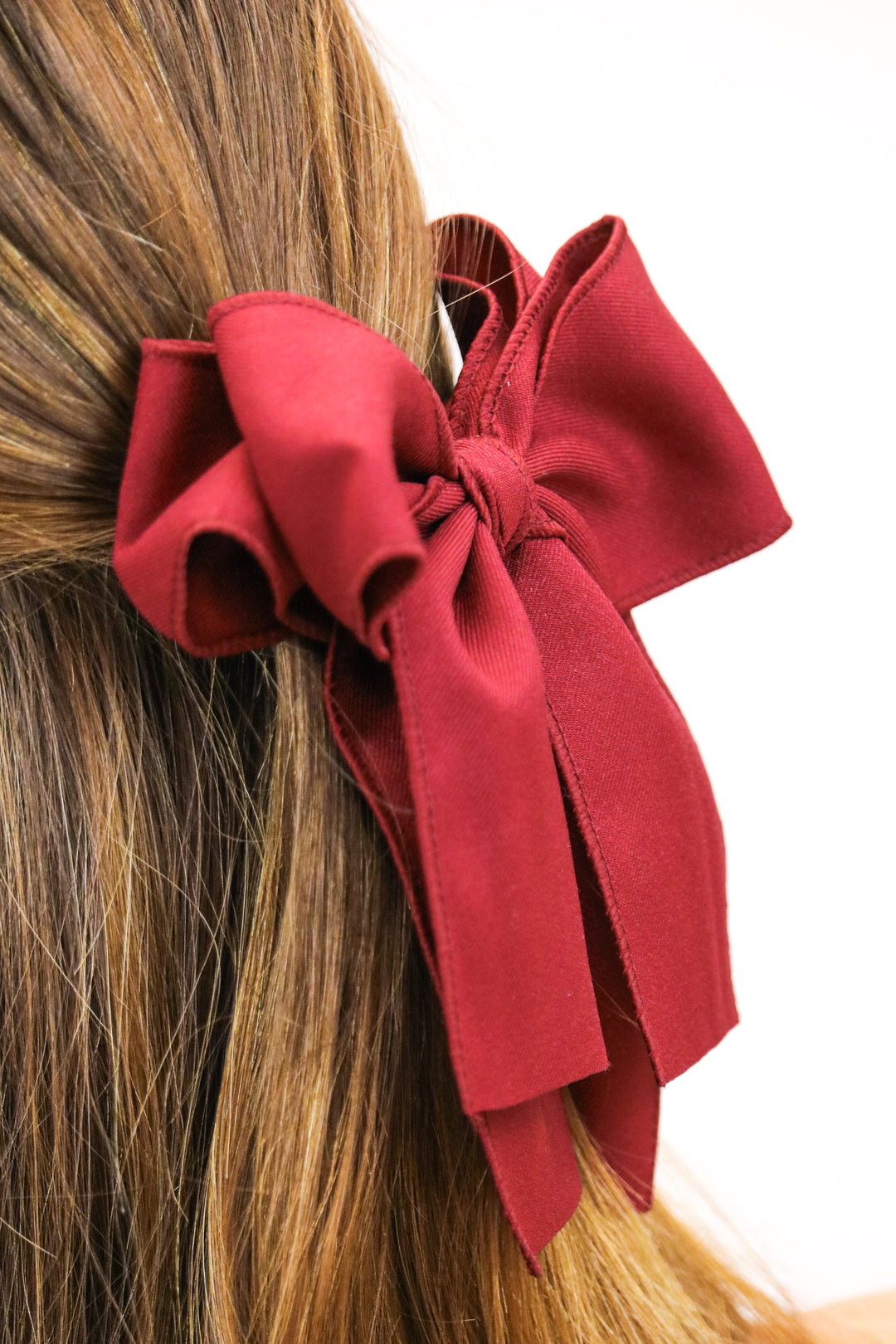 Simplistic Chic Ribbon Hair Clip, Maroon