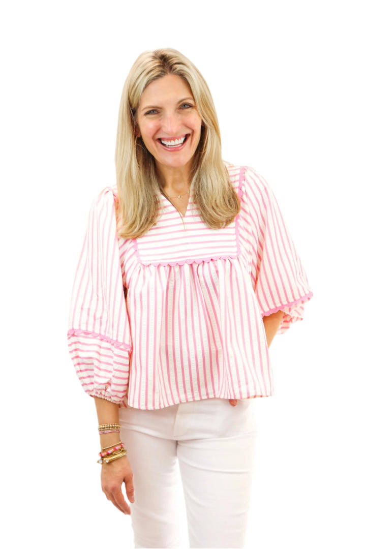 Set Sail Striped Top, Pink