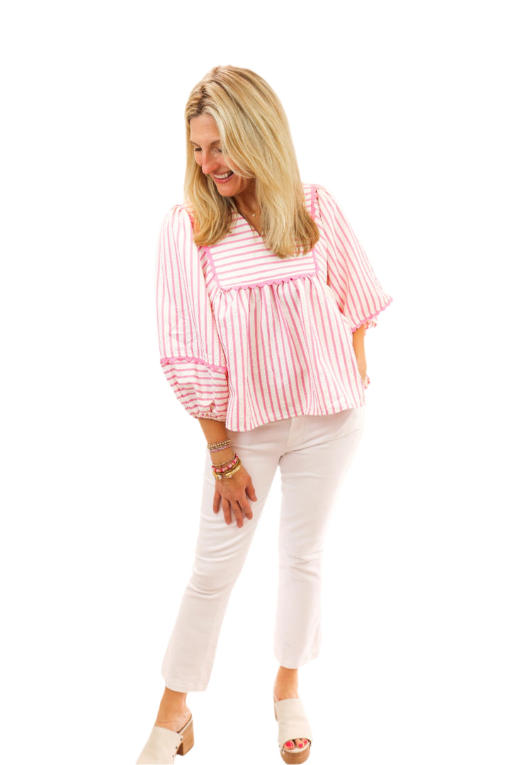 Set Sail Striped Top, Pink