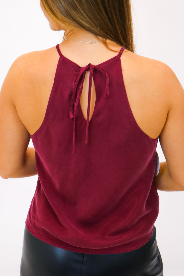 Bias Halter Top, Deep Plum