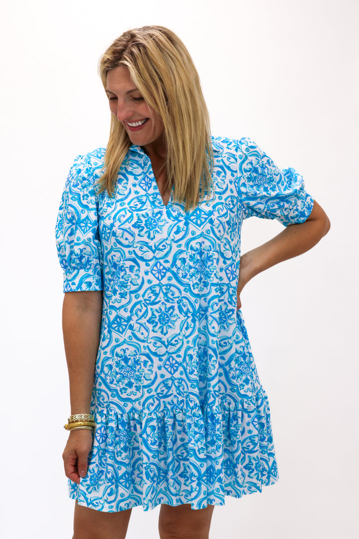 Tierney Dress, Painted Tile Aqua