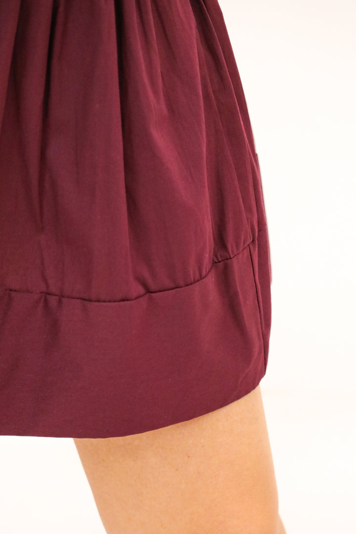 Melanie Smocked Waist Skirt, Maroon