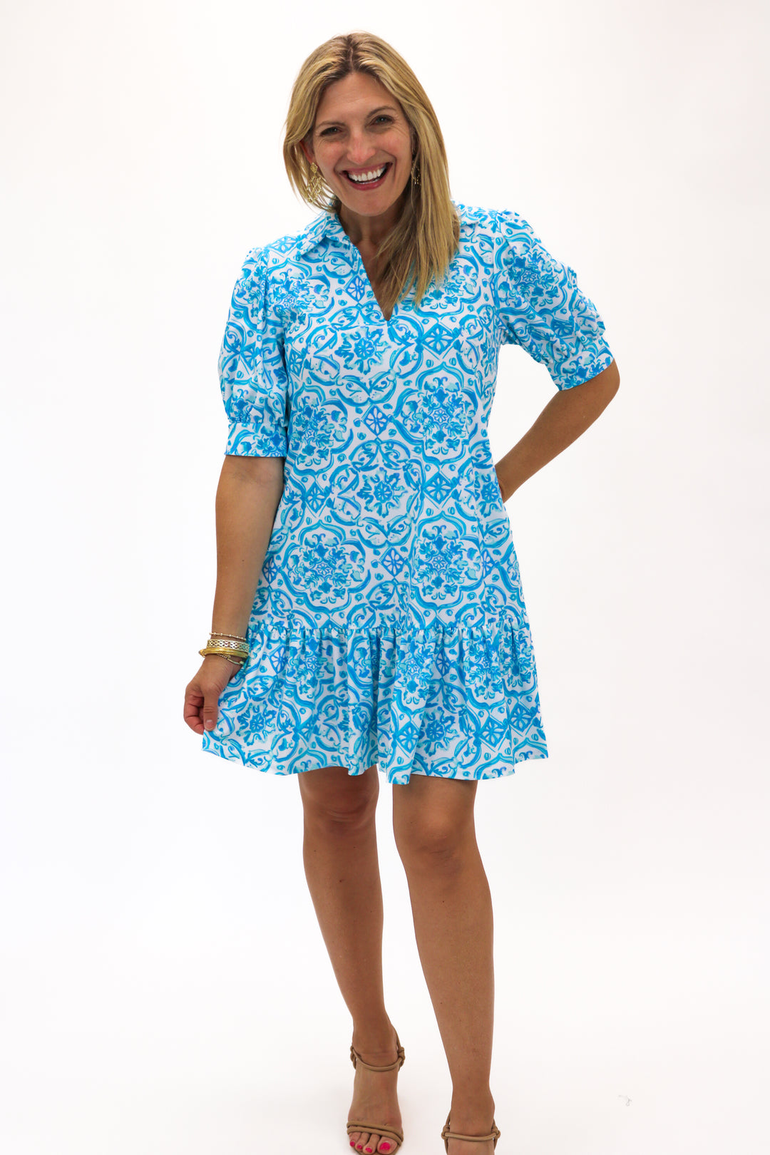 Tierney Dress, Painted Tile Aqua